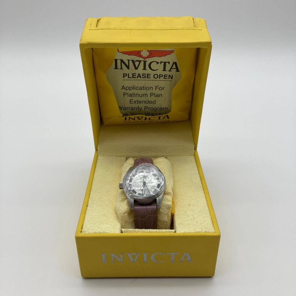 Invicta Specialty 17096 Women's 32mm Silver MOP Dial Purple Leather Watch & Box